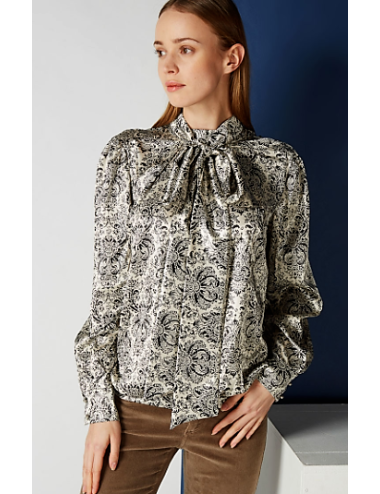 CAMICIA IN RASO DARK FLOWER...