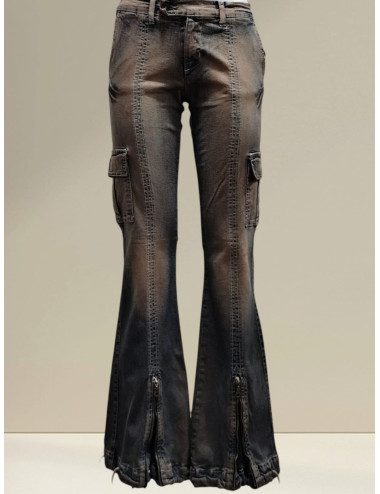 Jeans Cargo Donna con Fondo...